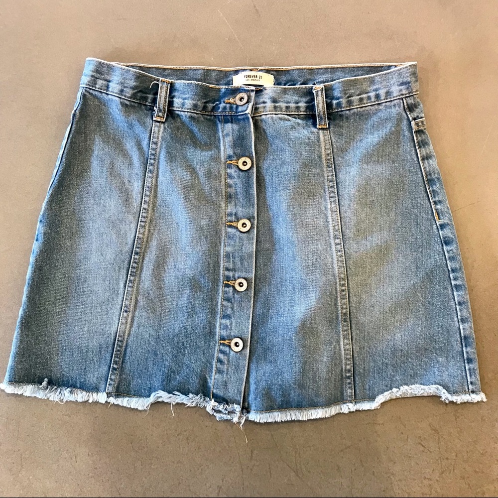 Forever 21 Button Front Denim Mini Skirt Sz 30